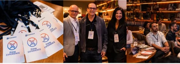 Credenciais do Prime Control Experience e participantes do evento