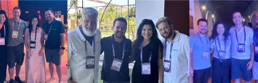 Colagem de fotos dos eventos e encontros de agosto com a equipe da Prime Control