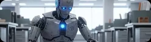 Robô humanoide em um escritório
