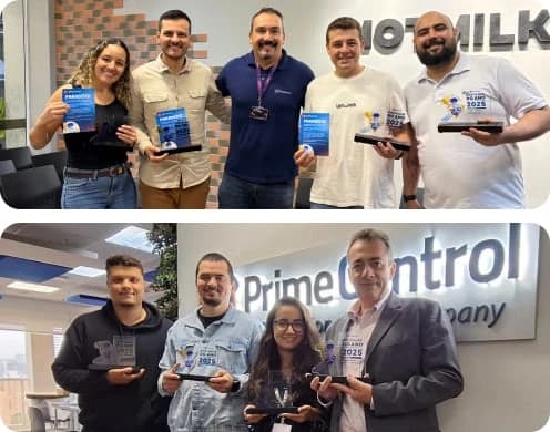 Prime Heroes premiados em 2025 segurando seus troféus